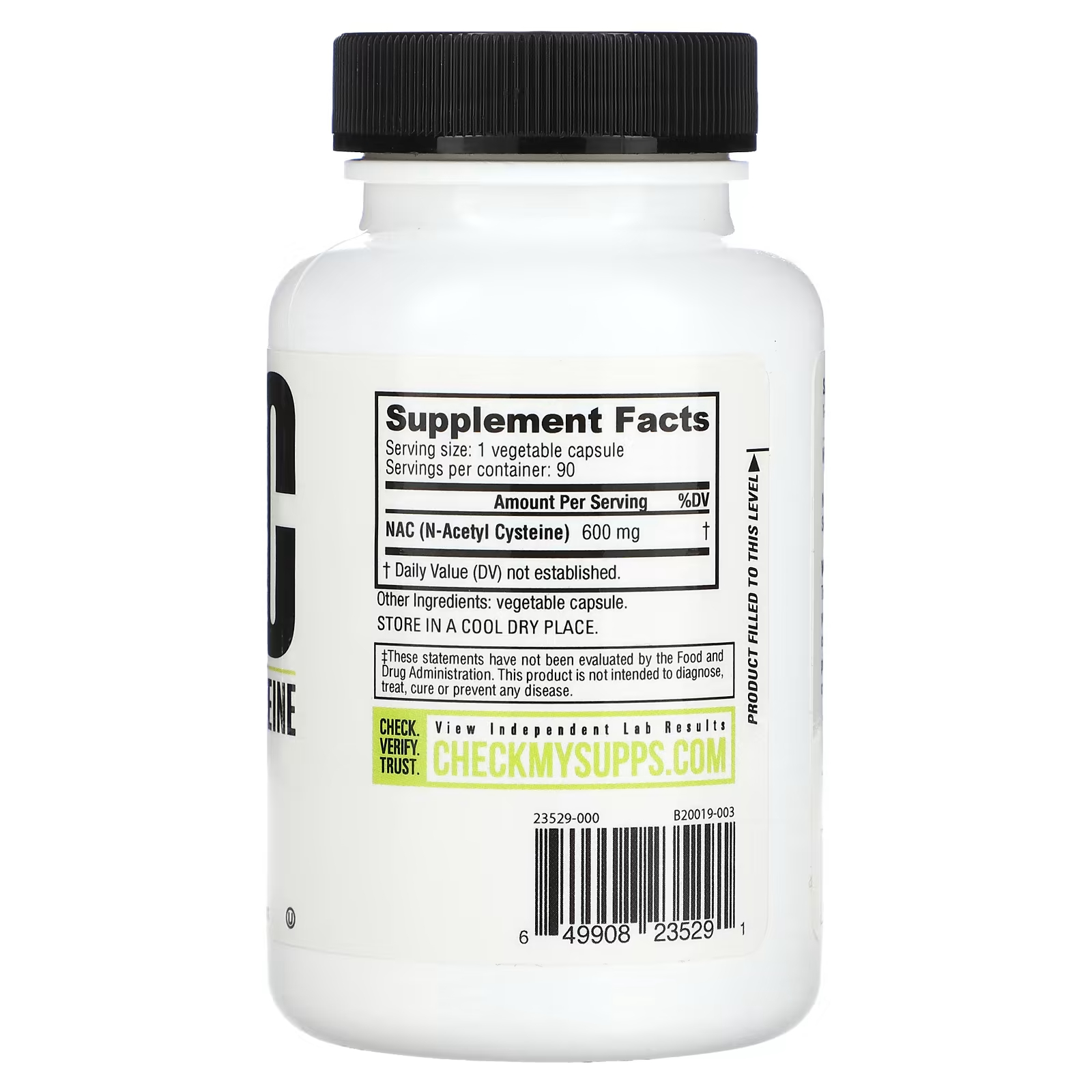 N-ацетилцистеин Nutrabio Labs NAC, 600 мг, 90 растительных капсул