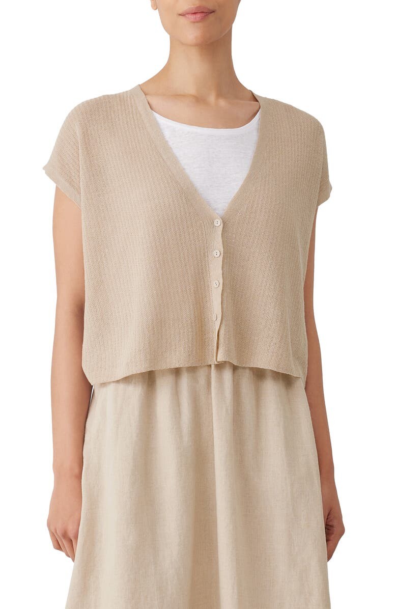 

Кардиган из органического льна и хлопка с короткими рукавами EILEEN FISHER