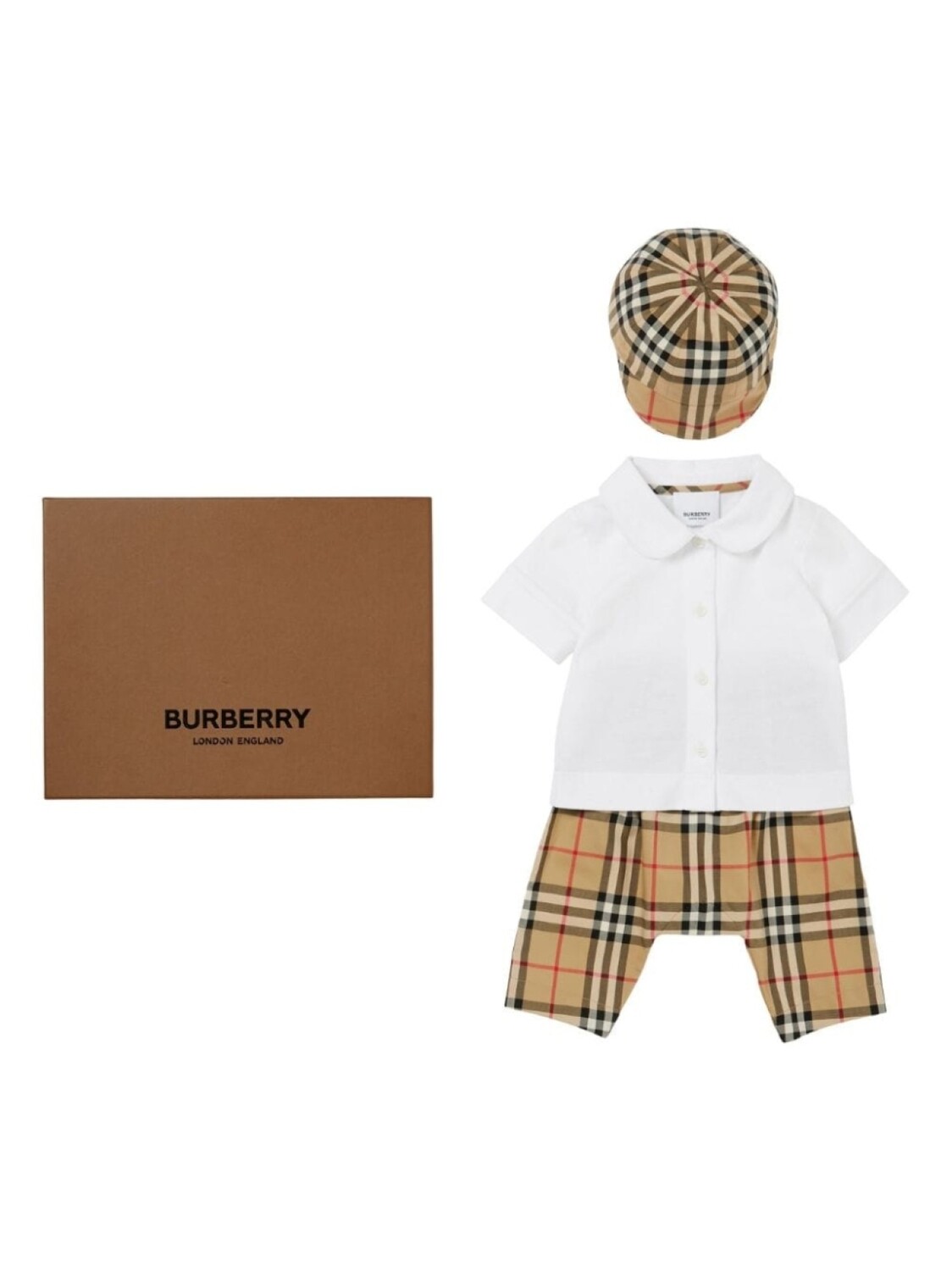 

Комплект из топа и брюк в клетку Burberry Kids, белый