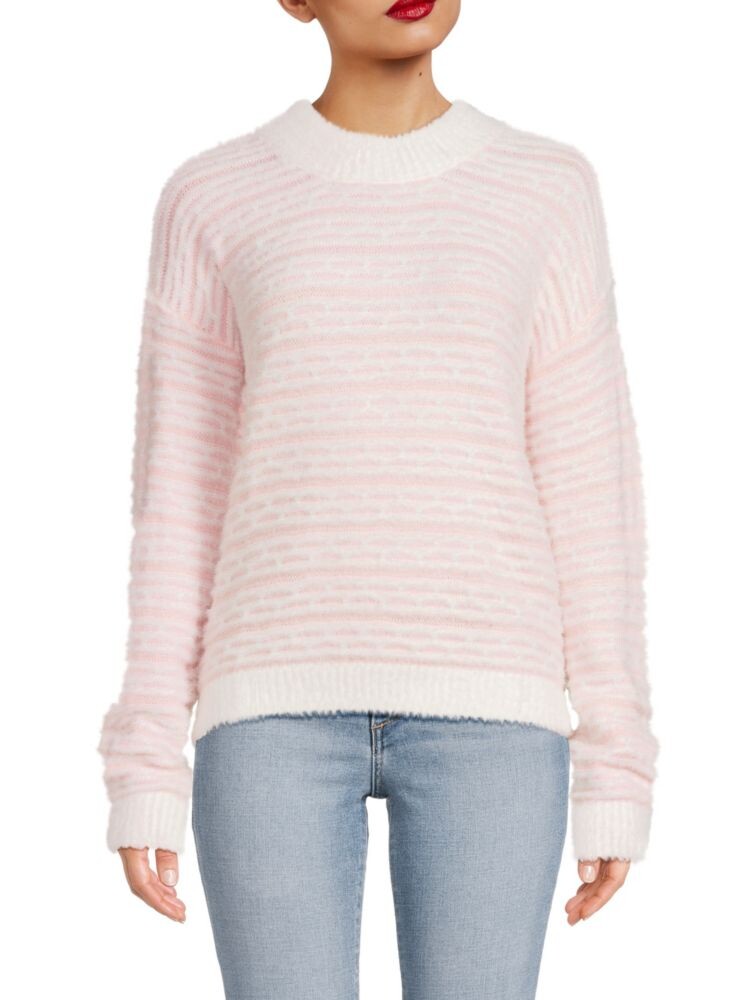 

Свитер с круглым вырезом и ресницами Bobeau, цвет Ivory Pink