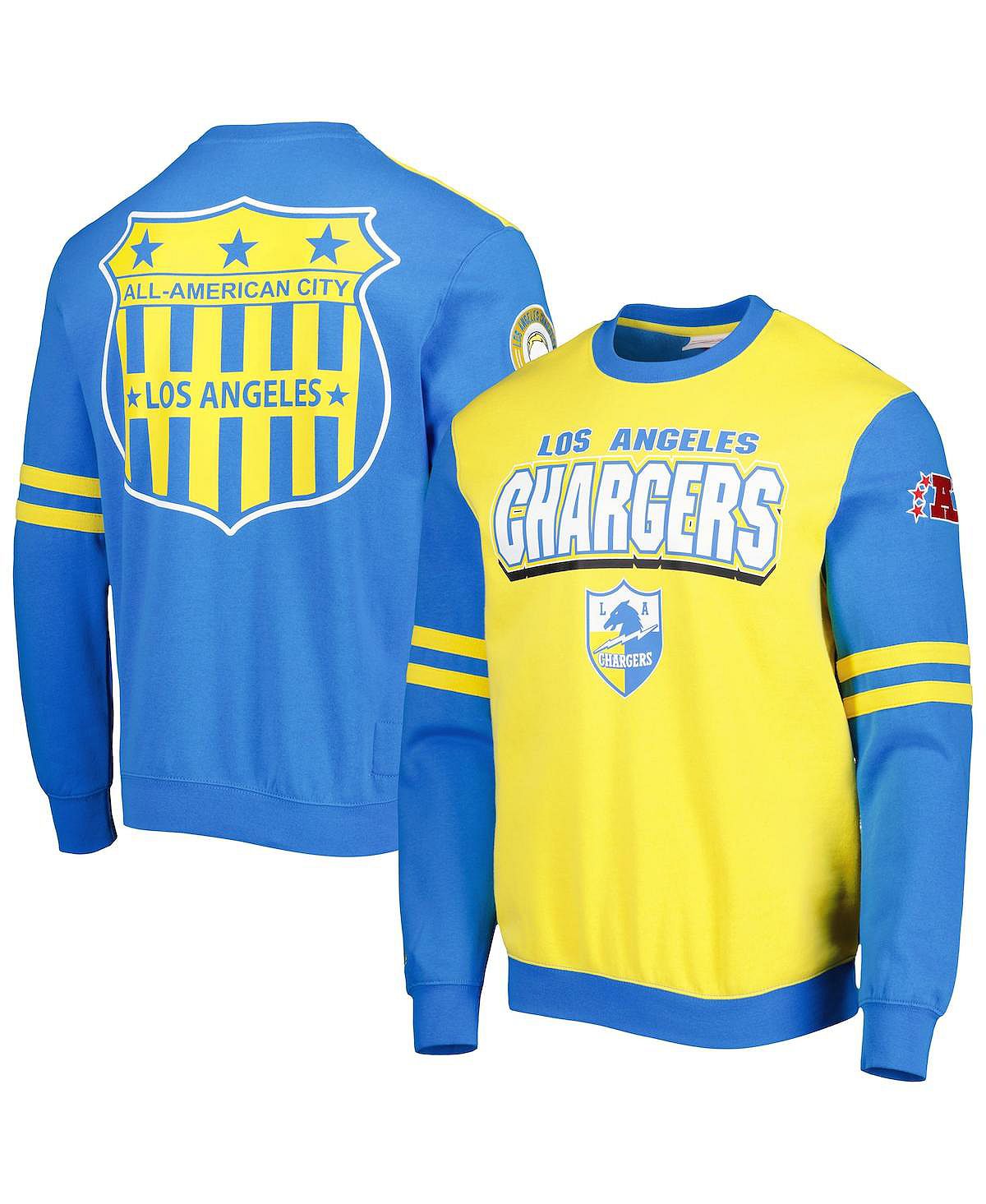 Мужской пуловер Los Angeles Chargers All Over 2.0 золотого цвета свитшот Mitchell & Ness мужской складной кошелек los angeles chargers
