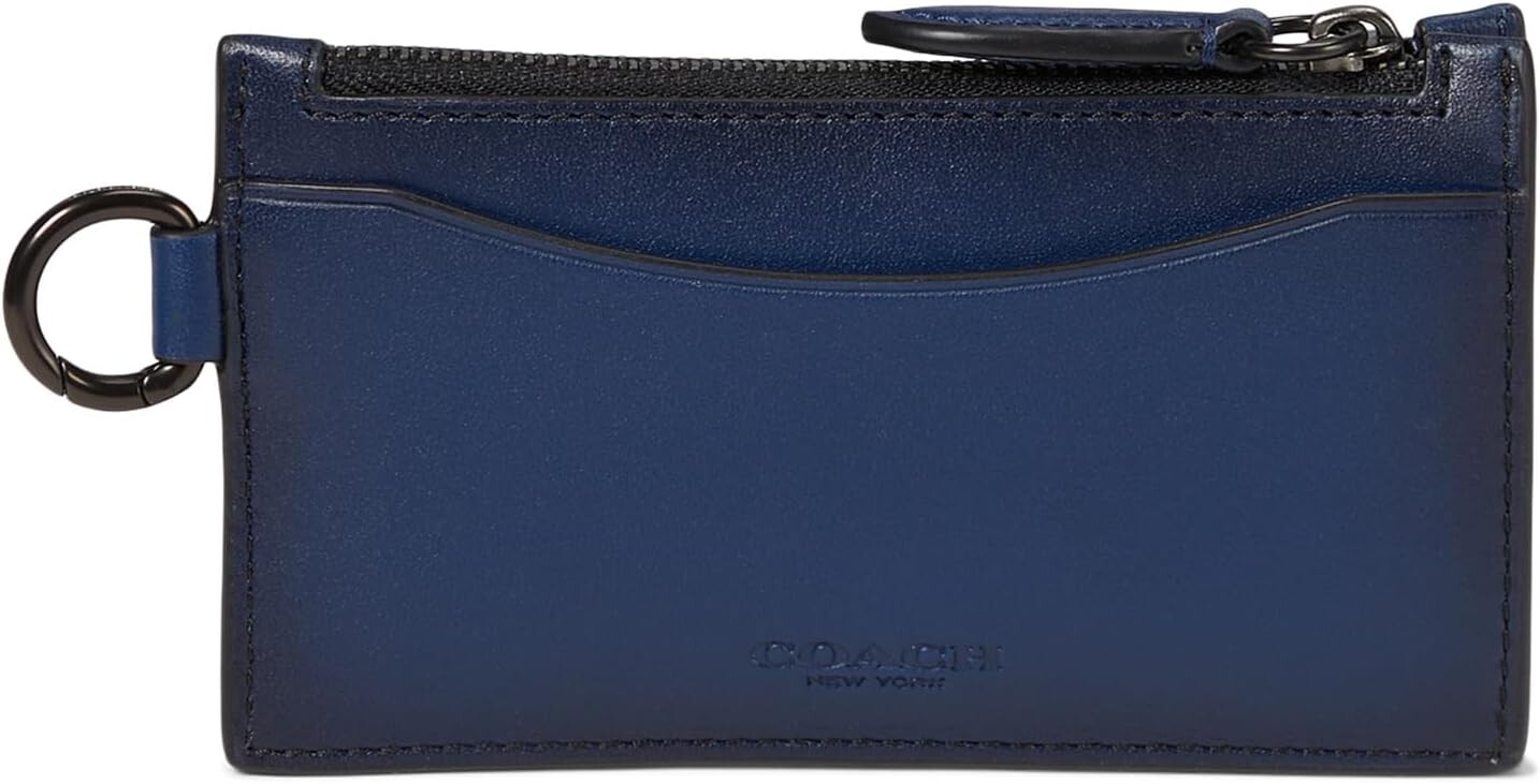 

Кошелек Zip Card Case in Burnished Leather COACH, темно-синий