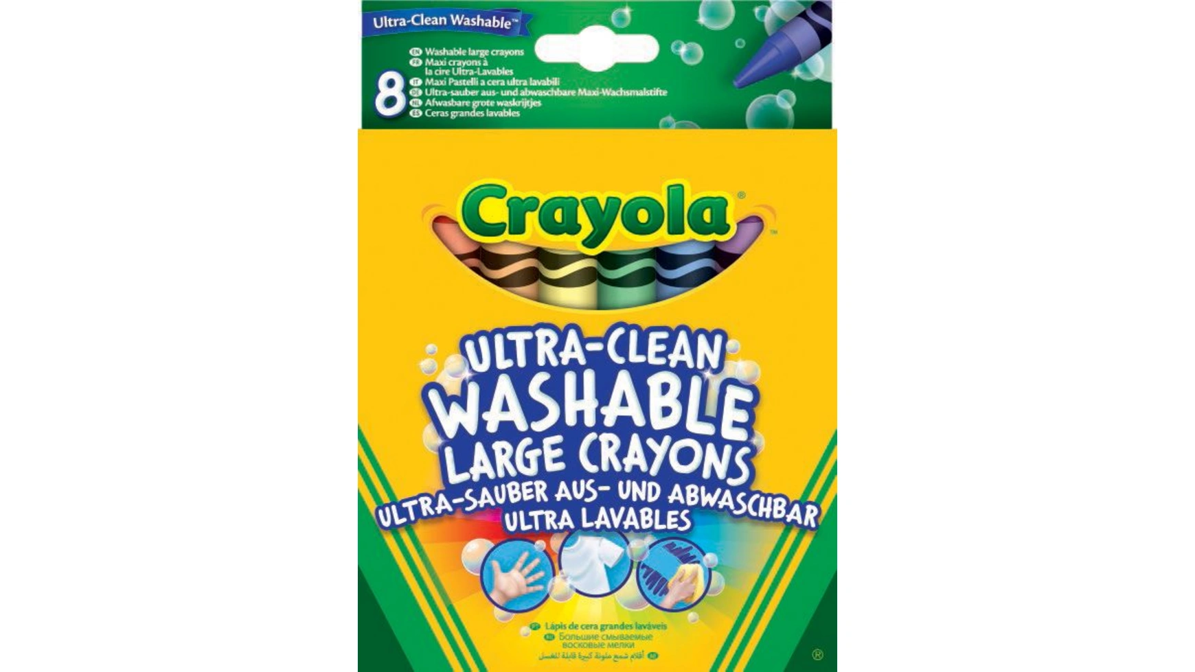 Crayola Моющиеся восковые мелки Ultra-Clean, 8 шт в упаковке