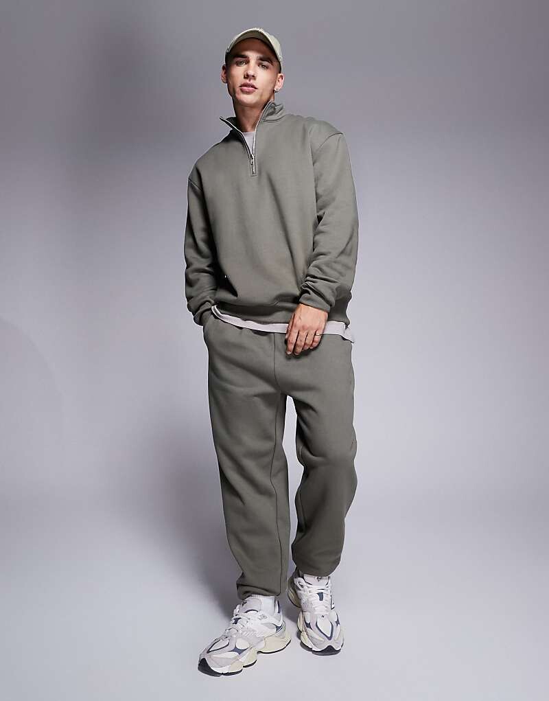 

Тяжелые зауженные джоггеры премиум-класса цвета хаки ASOS DESIGN плотностью 400 г/м²