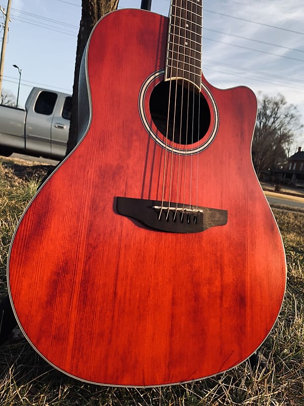 Акустическая гитара Ovation Applause Standard Mid Acoustic Electric Guitar Red Satin AB24-4S ovation applause ab24ii rr mid cutaway ruby red