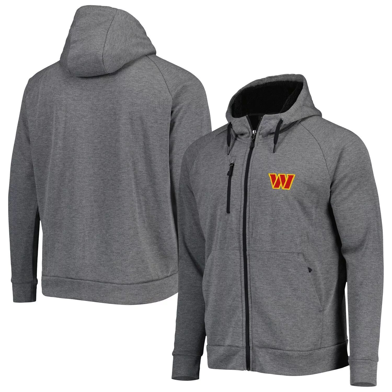 

Мужская толстовка с капюшоном Dunbrooke Black Washington Commanders Shag Sherpa Raglan Tri-Blend с молнией во всю длину