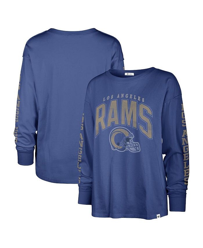 

Женская рваная футболка Royal Los Angeles Rams Tom Cat с длинным рукавом '47 Brand, синий