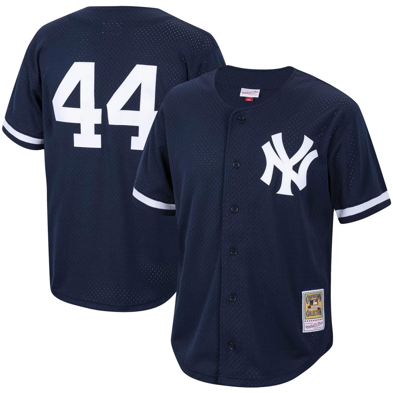 

Мужское темно-синее джерси Mitchell & Ness Reggie Jackson New York Yankees Cooperstown Collection из сетчатого ватина для тренировок, Синий