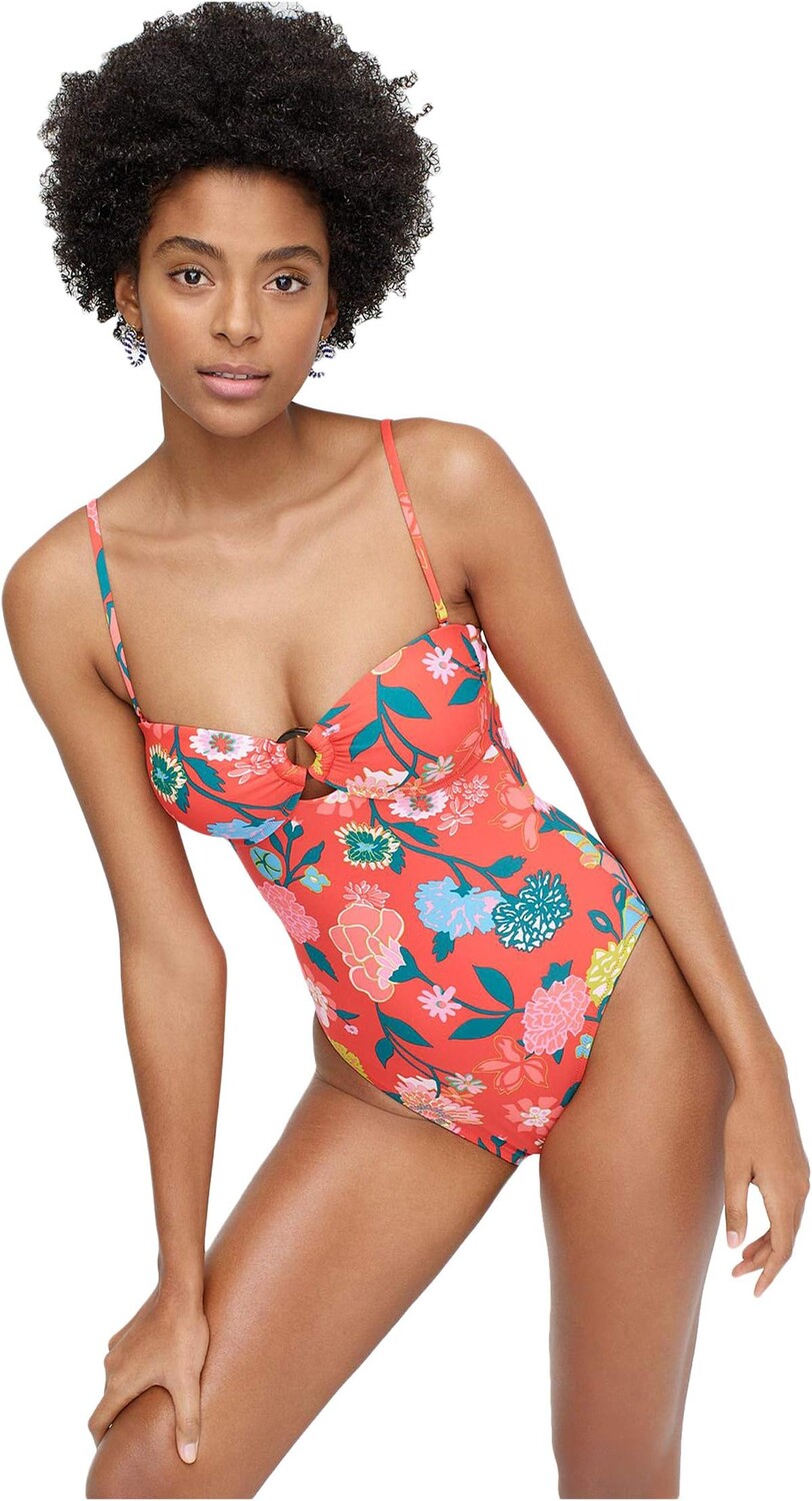 

Купальник J.Crew Gavotte Floral Ring Bandeau Tank, цвет Red/Jade Multi