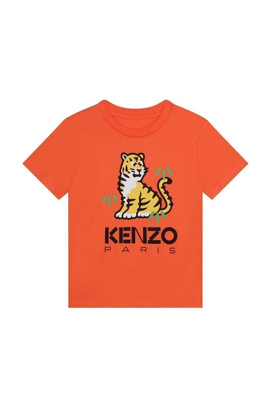 

Kenzo Kids хлопковая детская футболка, оранжевый