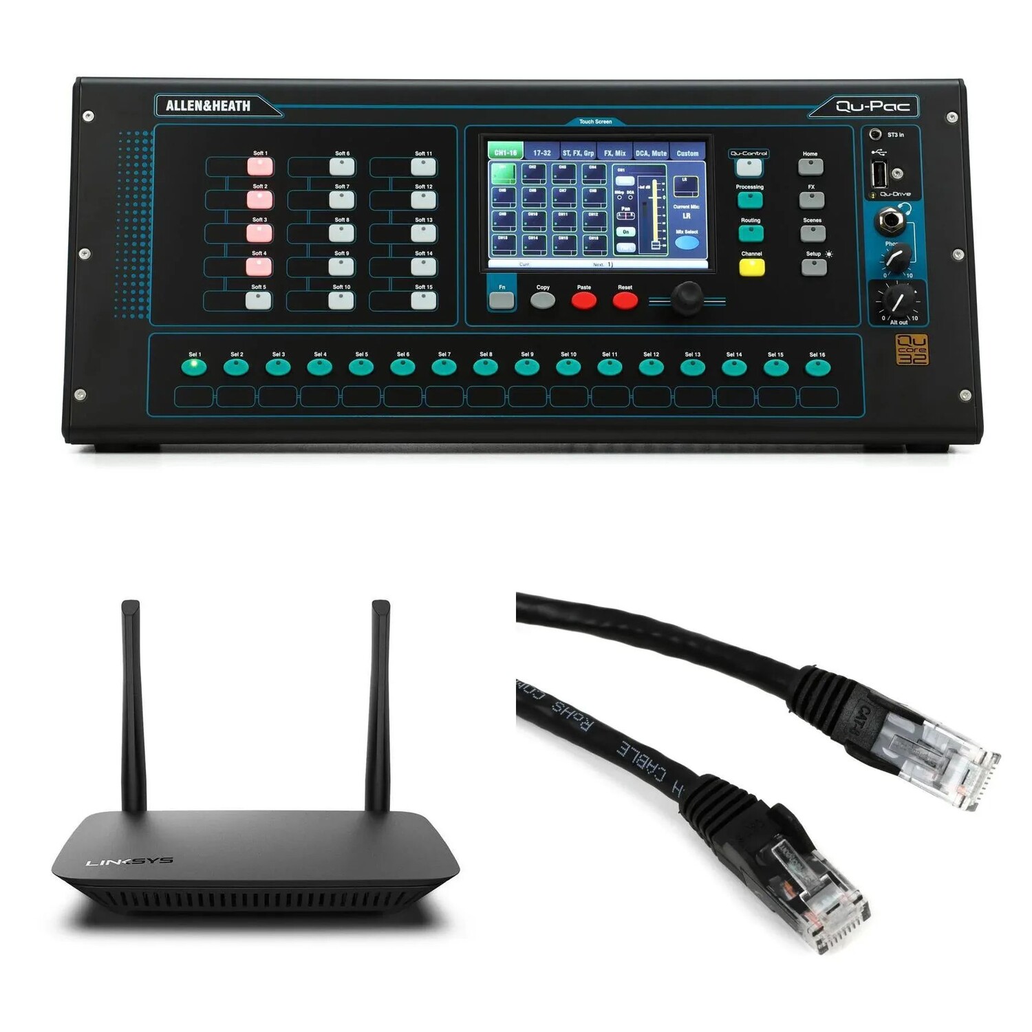 

Цифровой микшер Allen & Heath Qu-Pac с маршрутизатором D-Link DIR-842
