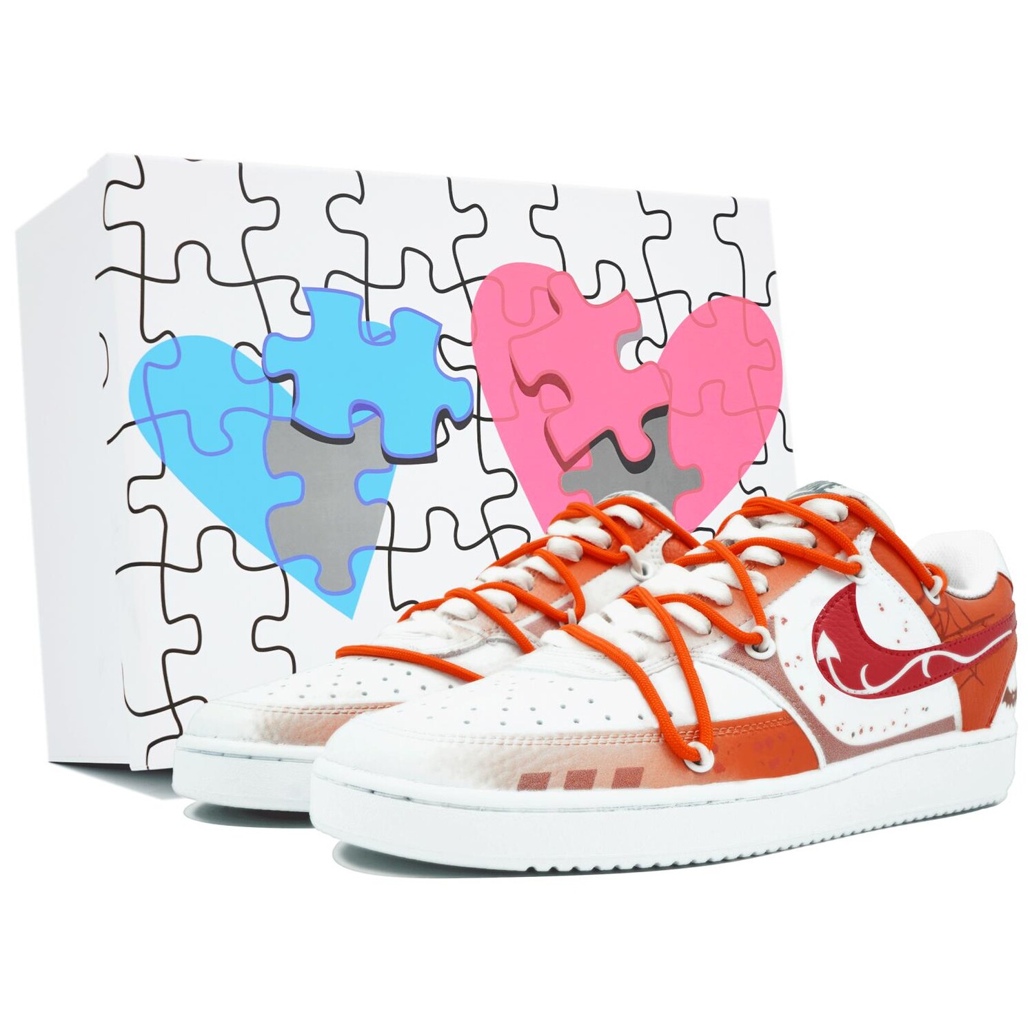 

Кроссовки Nike Court Vision 1 Skateboarding Shoes Women's Low-top White, красный