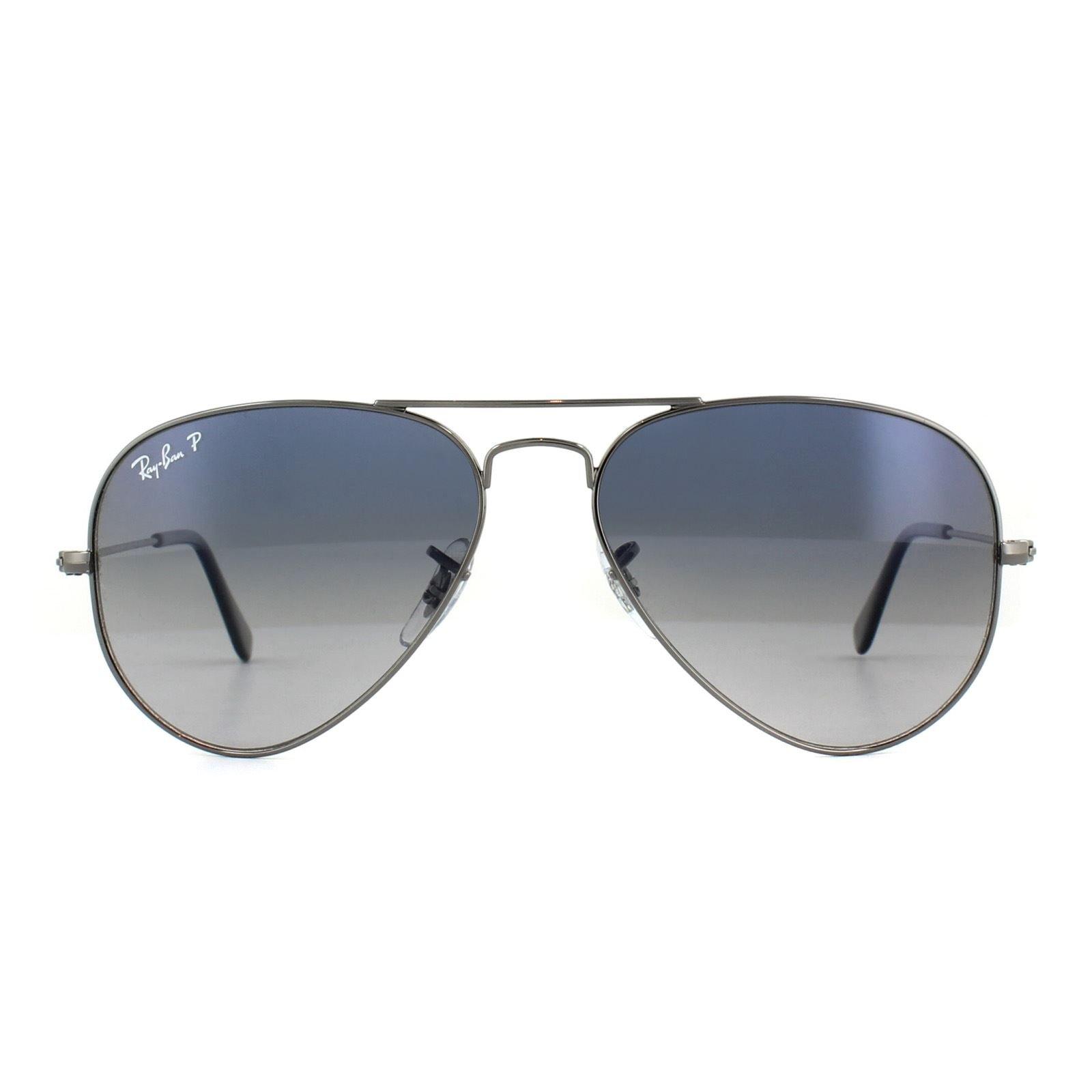 Поляризованные синие серые солнцезащитные очки Aviator Gunmetal Ray-Ban, серый
