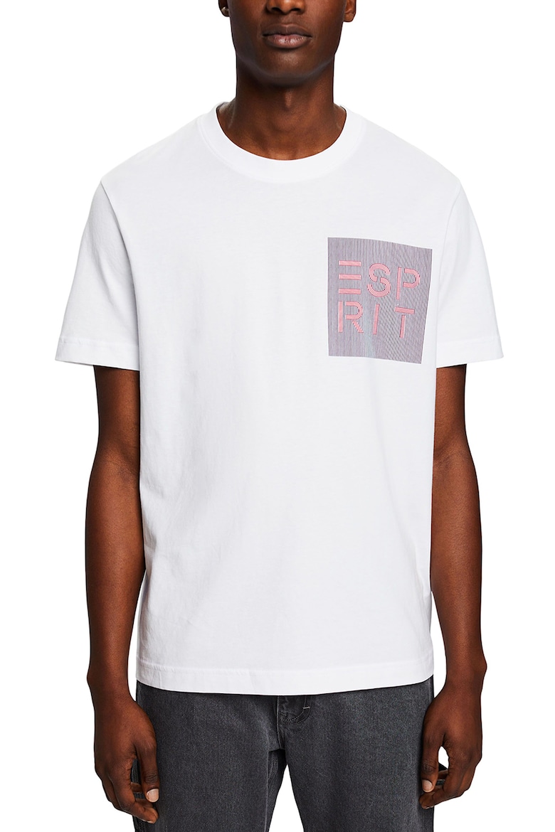 Хлопковая футболка с логотипом Esprit, белый хлопковая бейсболка с логотипом esprit синий