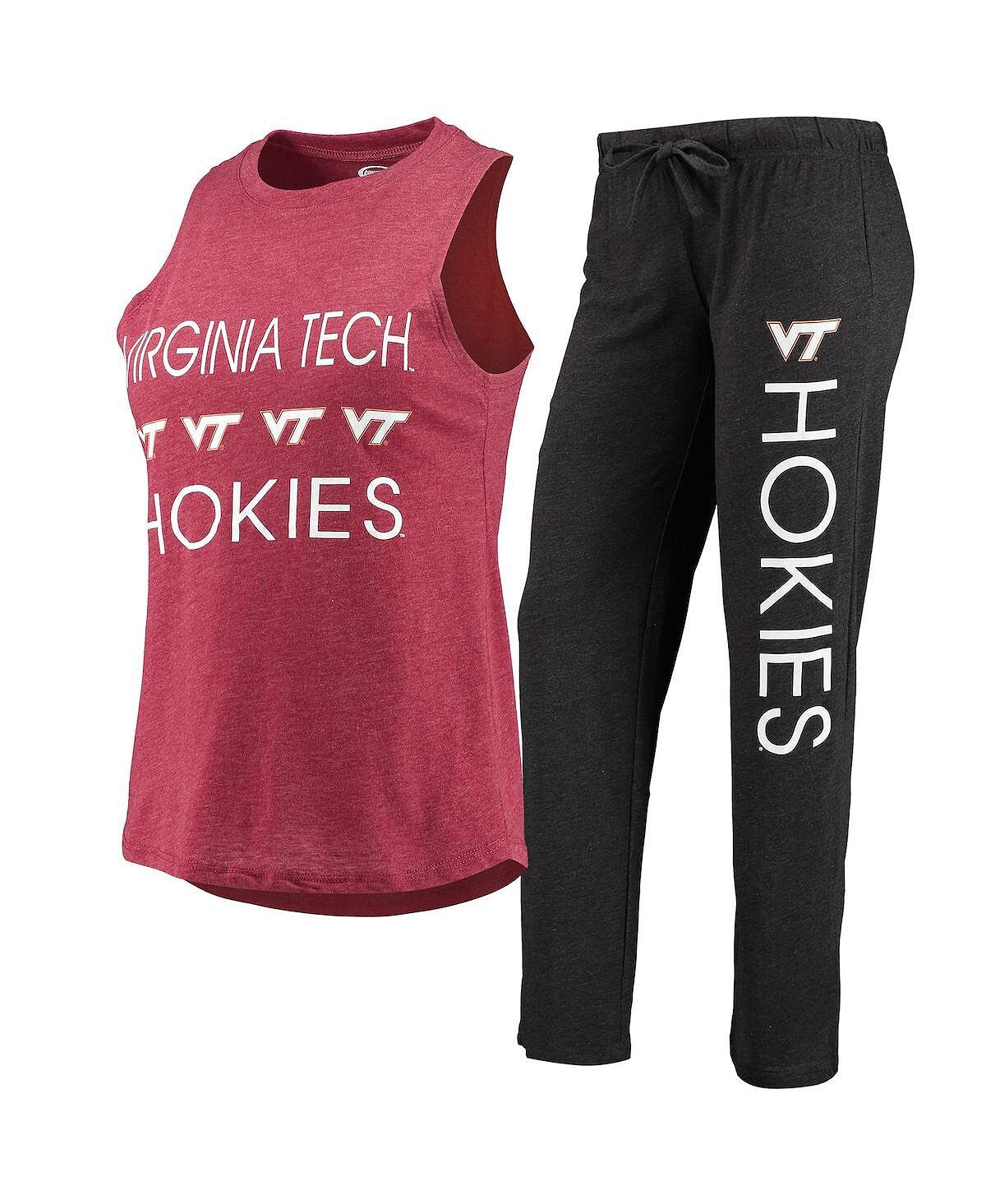 

Женская черная, бордовая майка и брюки Virginia Tech Hokies для сна Concepts Sport