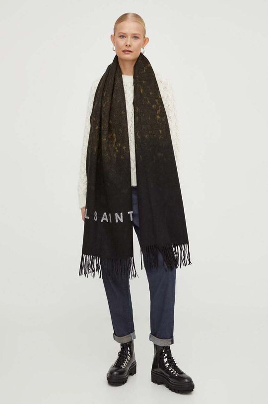 

Шарф из шерсти AllSaints, коричневый