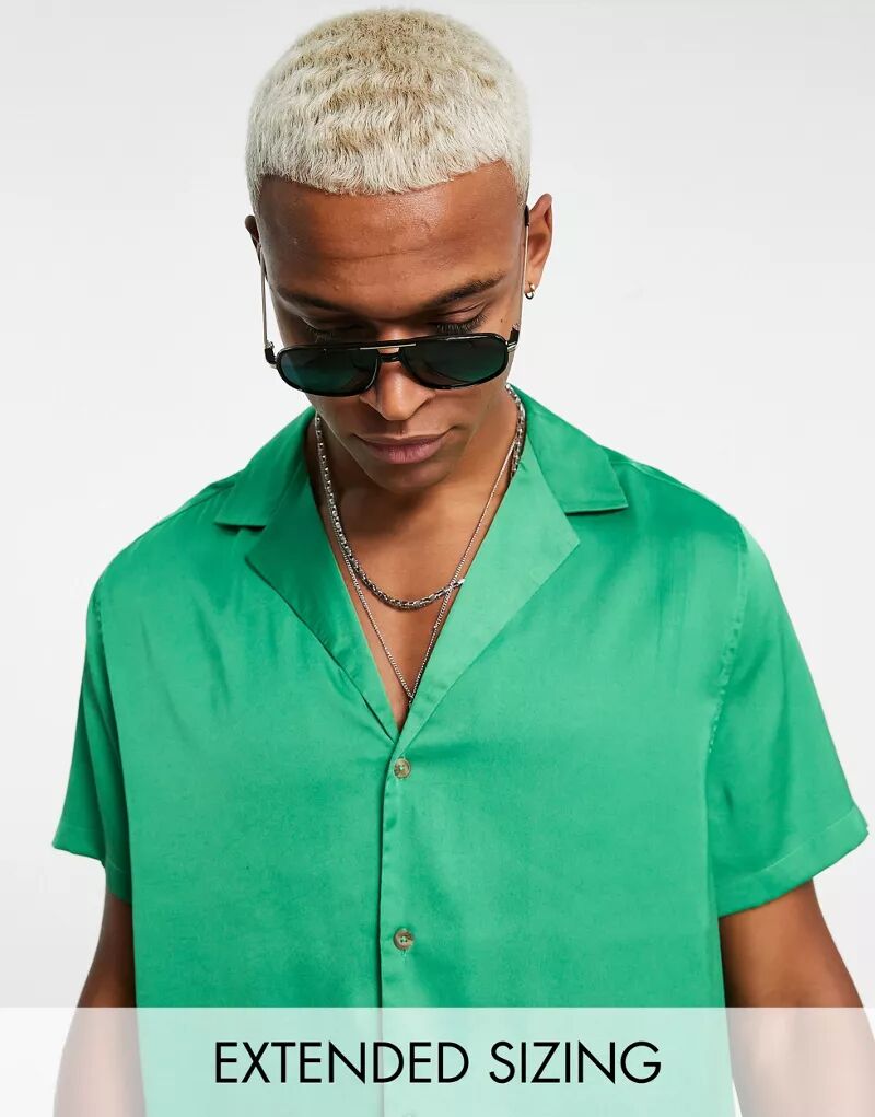 Светло-зеленая атласная рубашка свободного кроя ASOS зеленая футболка свободного кроя asos