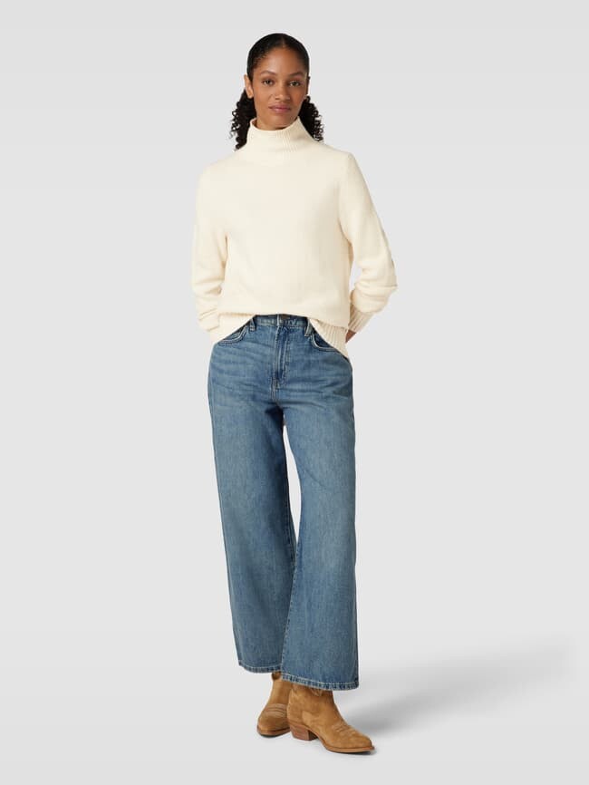 

Вязаный свитер однотонного дизайна с водолазкой Jake*s Casual, экрю