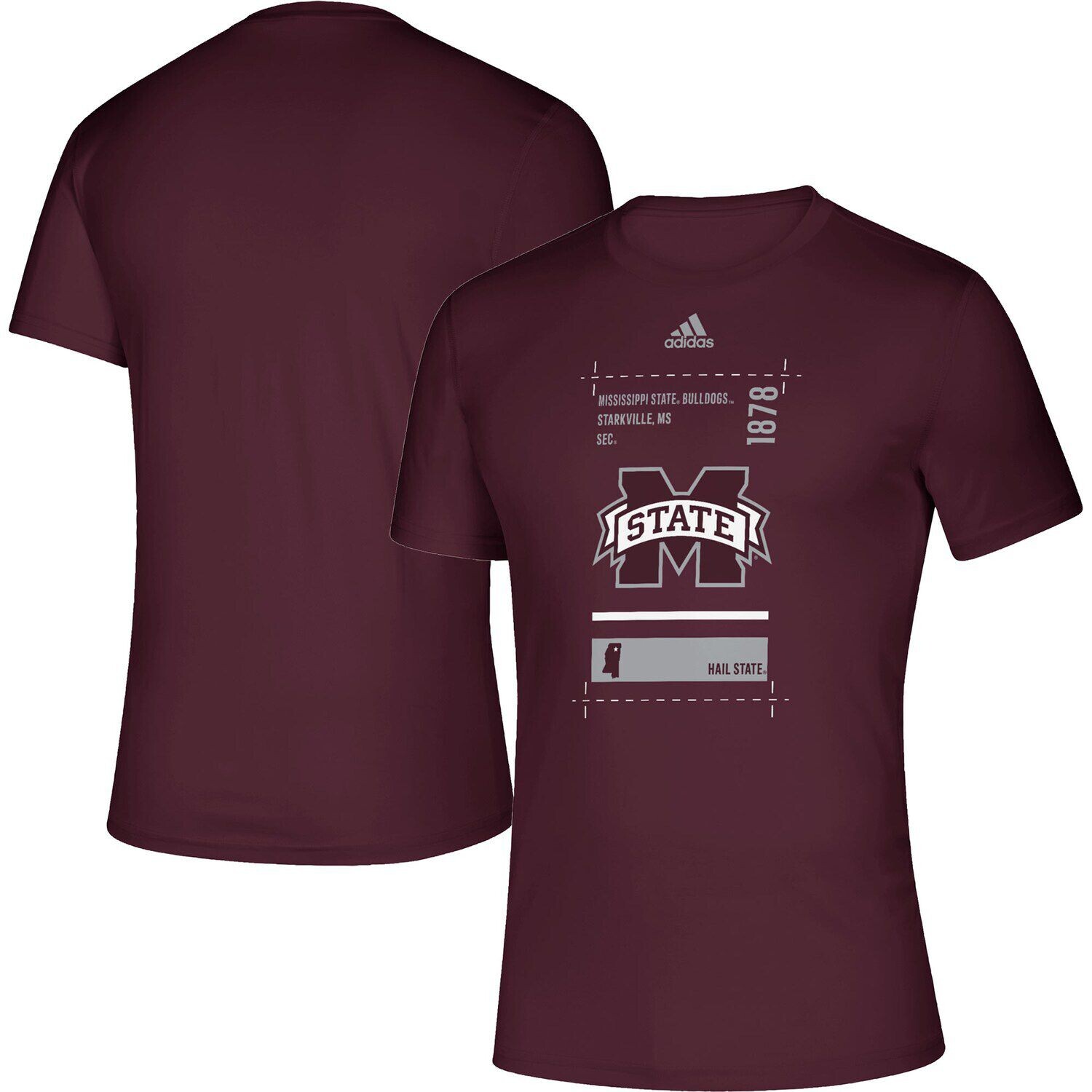 

Мужская футболка adidas Maroon Mississippi State Bulldogs Hall Pass AEROREADY Creator