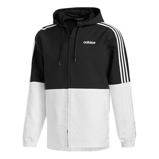 Куртка adidas E 3S WB WVN CB Running Training Sports Hooded Jacket Black White, белый