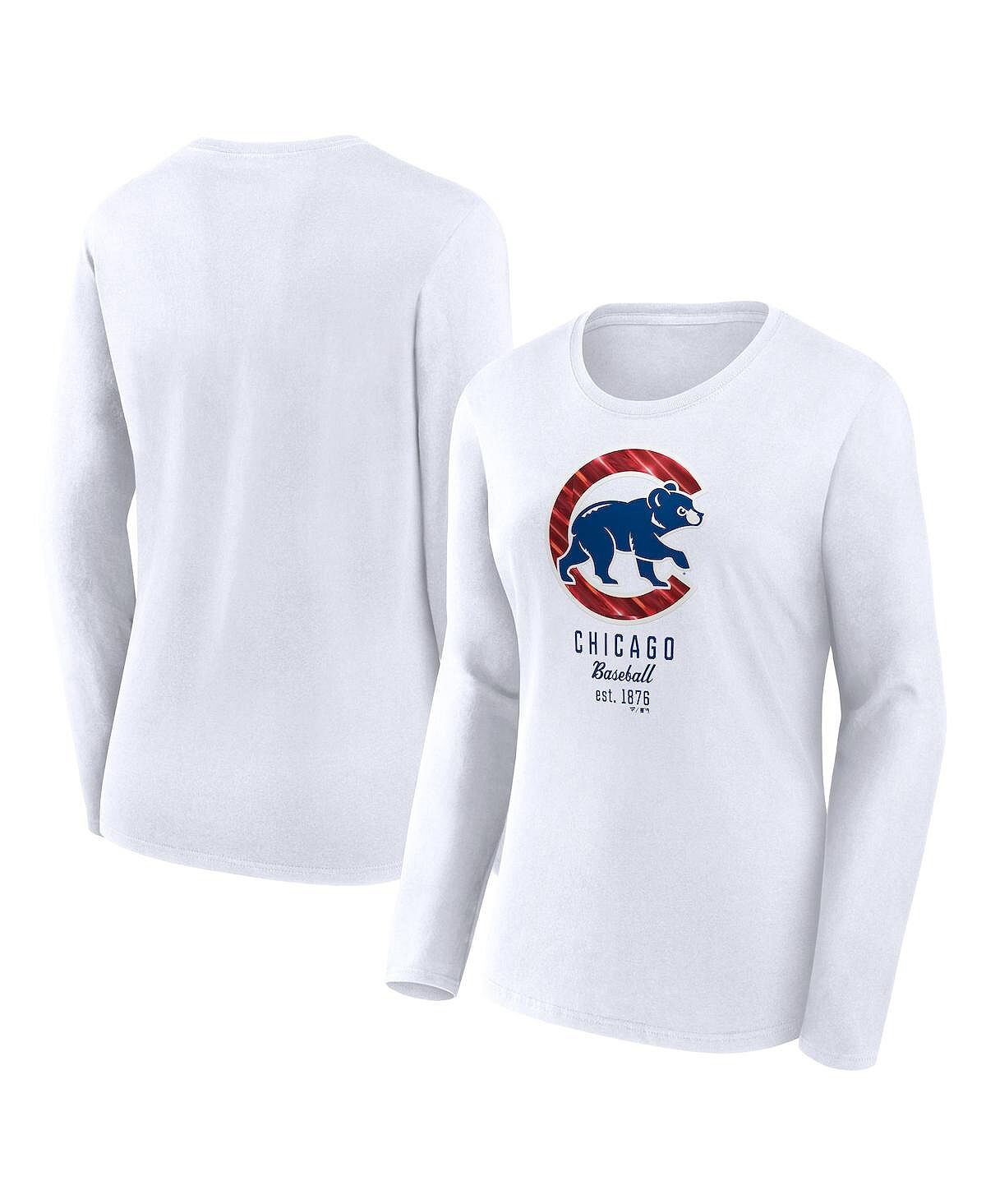 

Женская белая футболка с длинным рукавом с логотипом Chicago Cubs Fanatics, белый