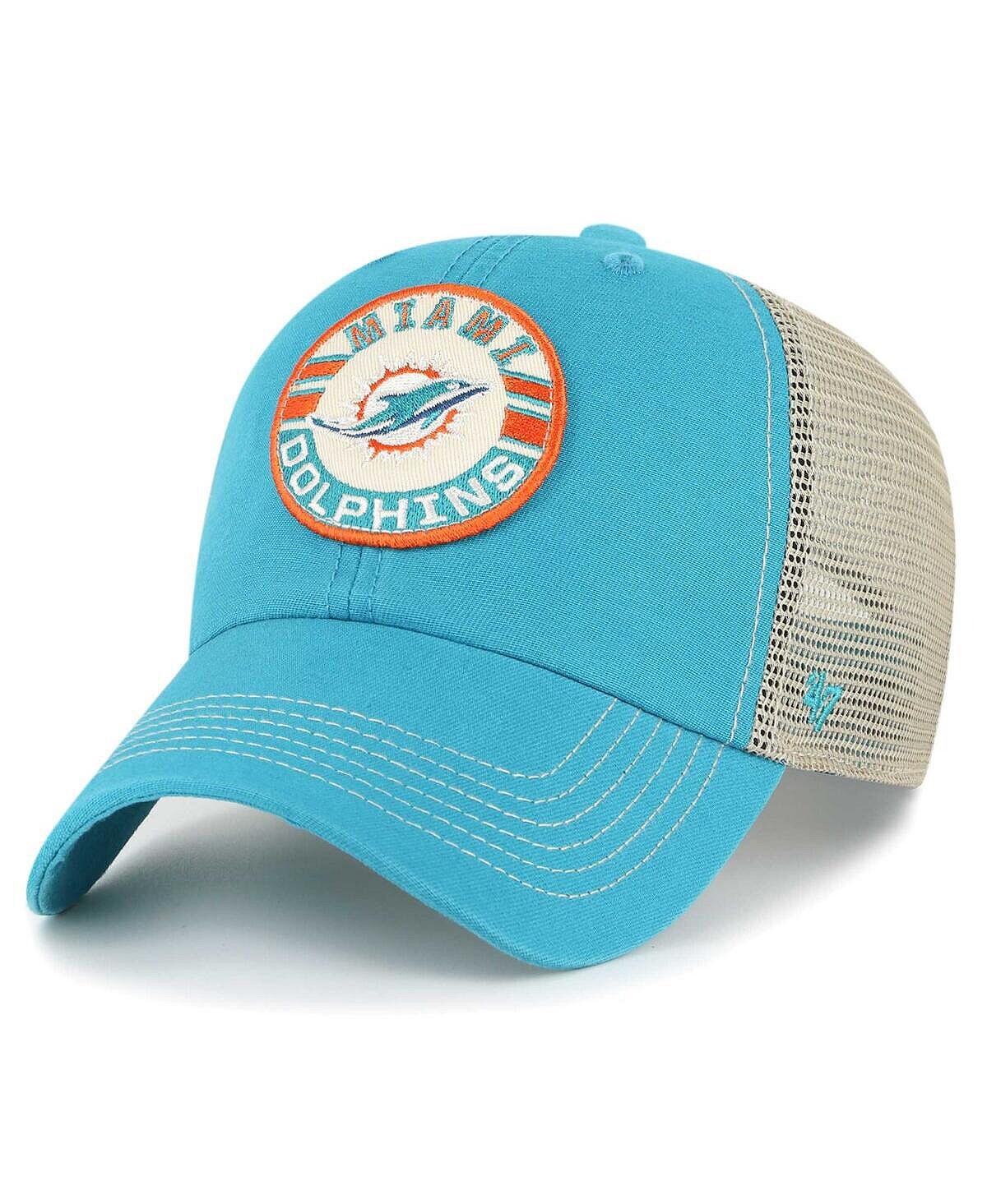 

Мужская регулируемая шапка цвета морской волны, натурального цвета Miami Dolphins Notch Trucker Clean Up '47 Brand