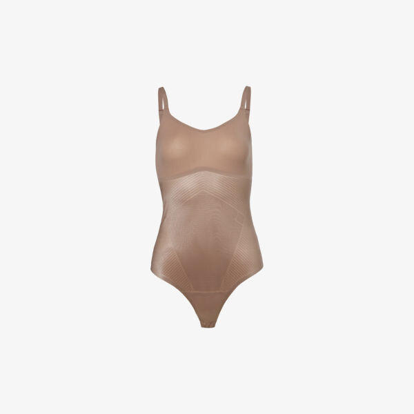 

Боди Thinstincts 20 из эластичного плетения с открытой грудью Spanx, цвет cafe au lait