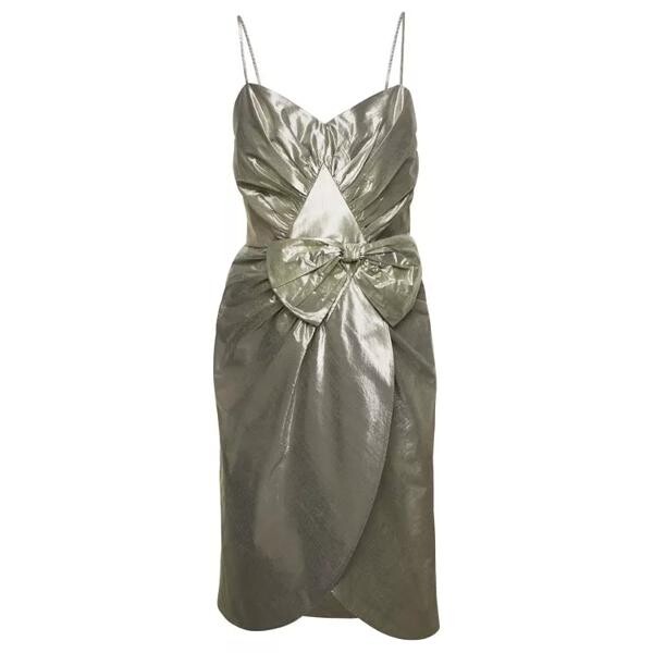 

Платье midi ivory dress with bow detail in metallic lurex Maison Margiela, серый