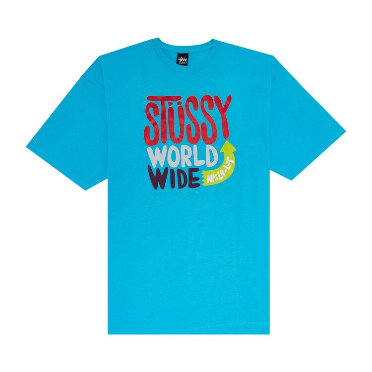 

Футболка Stussy World Wide 'Teal', бирюзовый