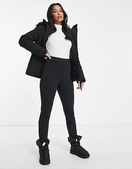 

Лыжная куртка с поясом и капюшоном из искусственного меха ASOS 4505 Petite