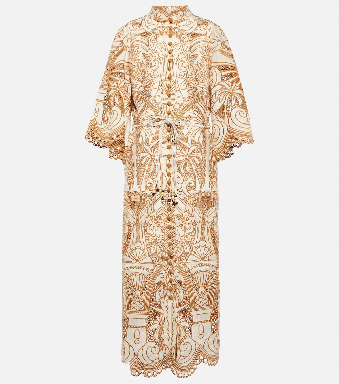 

Платье-рубашка Ginger с вышивкой бродери англез ZIMMERMANN, бежевый