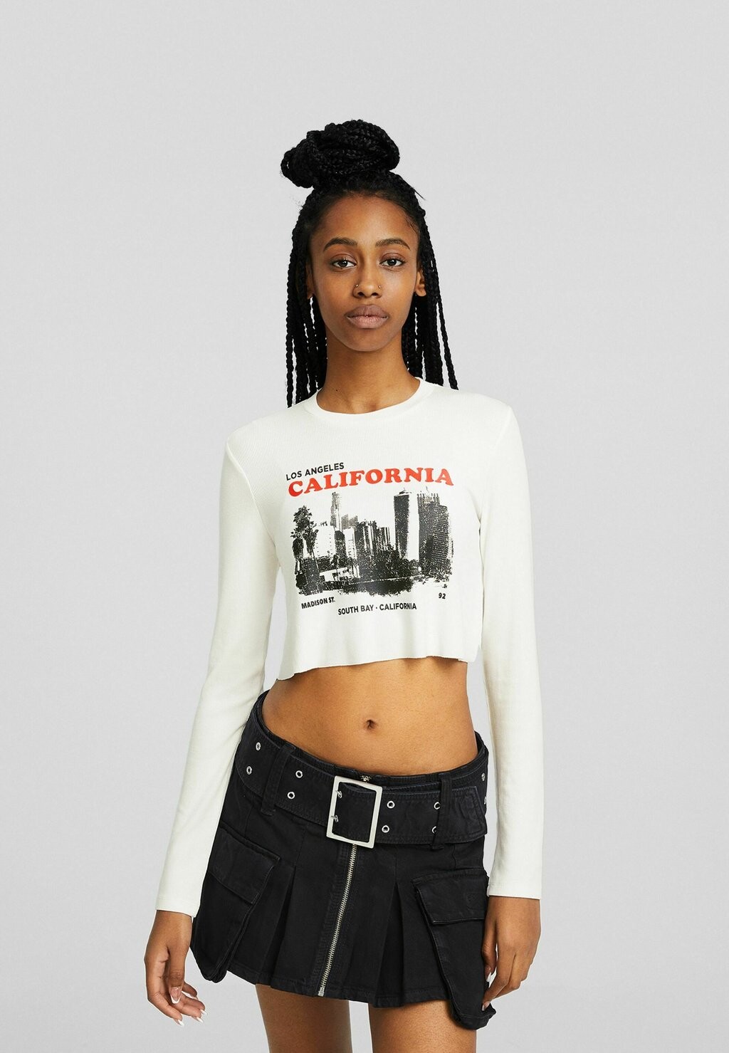 

Футболка с длинным рукавом Long Sleeve Bershka, белый