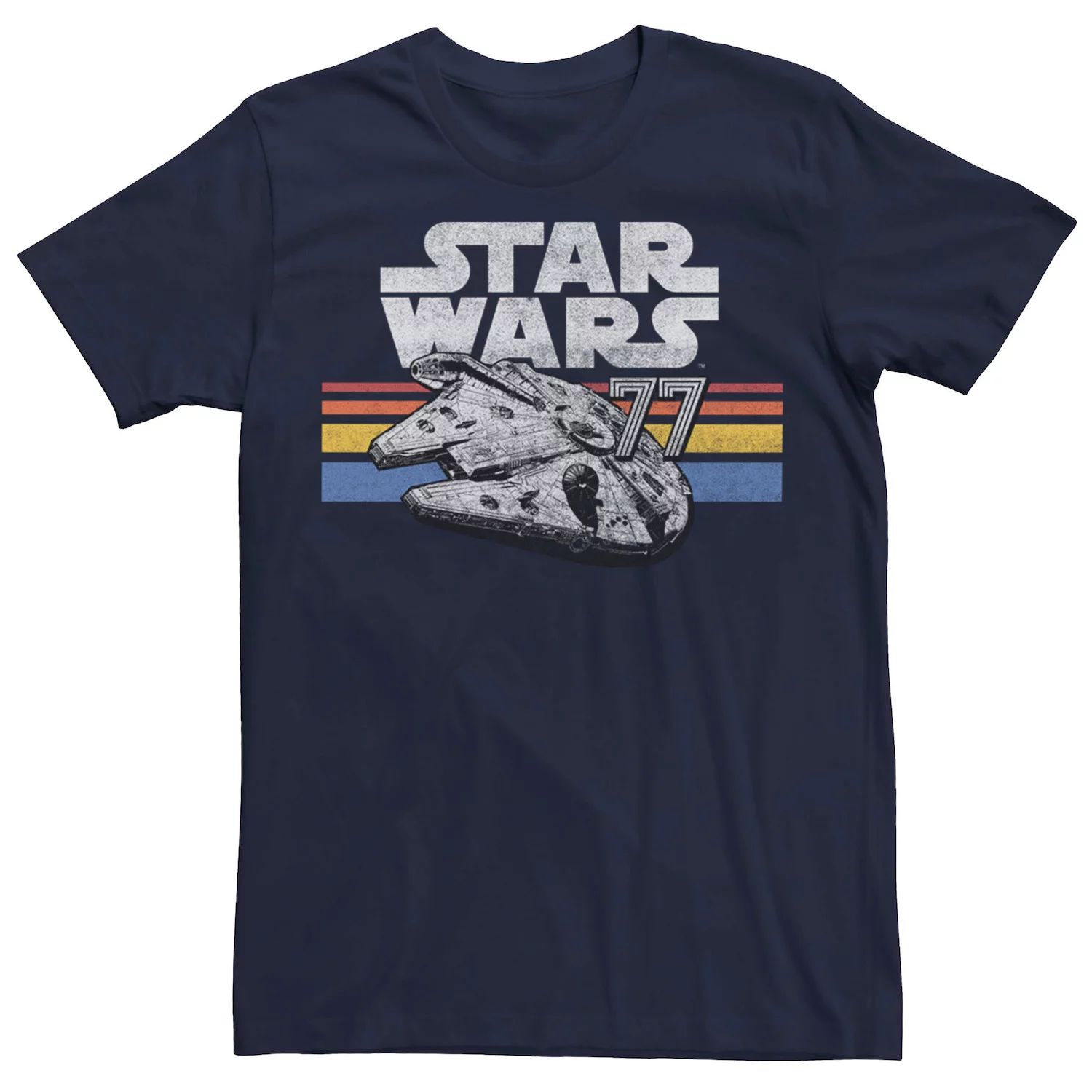 Мужская футболка с логотипом Millennium Falcon 77 Retro Lines Star Wars, синий