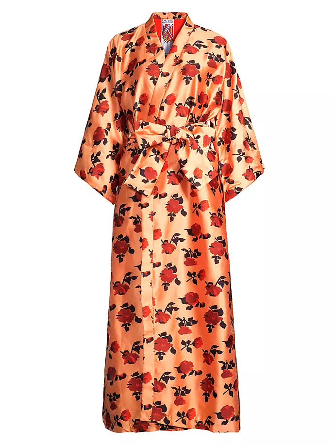 Платье макси с запахом и цветочным принтом La Vie Style House, цвет peach rust