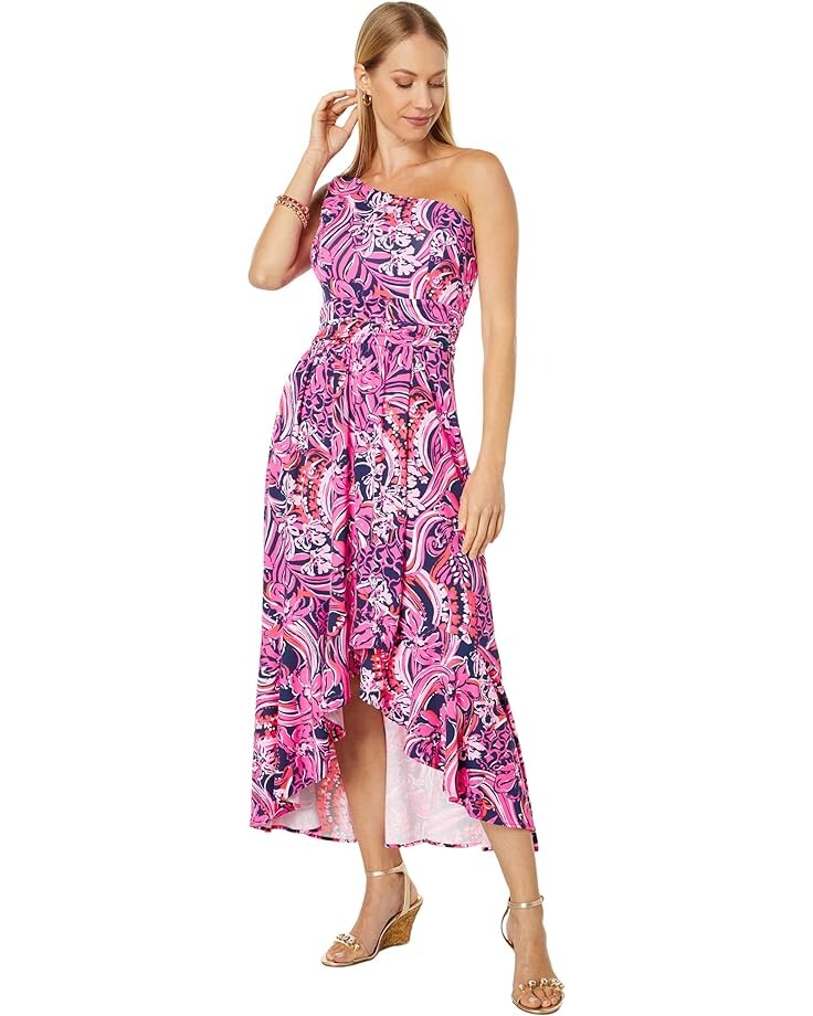 

Платье Lilly Pulitzer Monico One Shoulder Midi, нави
