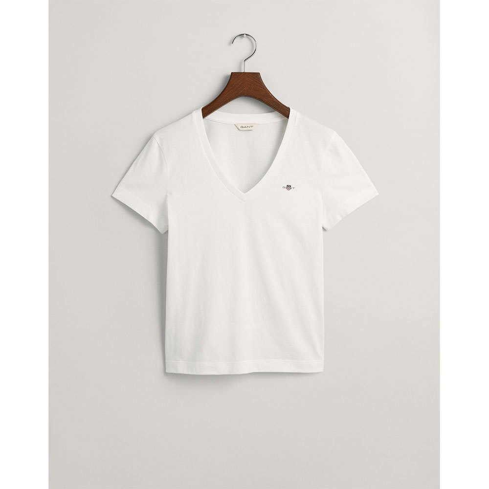 Футболка Gant Reg Shield Short Sleeve V Neck, белый футболка базовая slim shield v neck gant цвет white