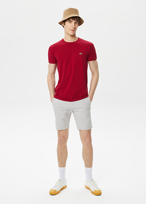

Мужская футболка slim fit с круглым вырезом бордового цвета Lacoste, Красный