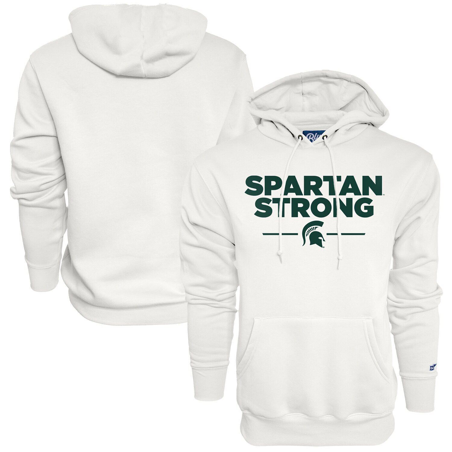 

Мужская белая толстовка с капюшоном Blue84 Michigan State Spartans Spartan Strong Pullover, Белый