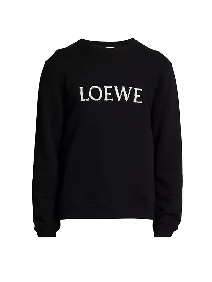 

Толстовка с круглым вырезом из хлопка с вышивкой Loewe, черный