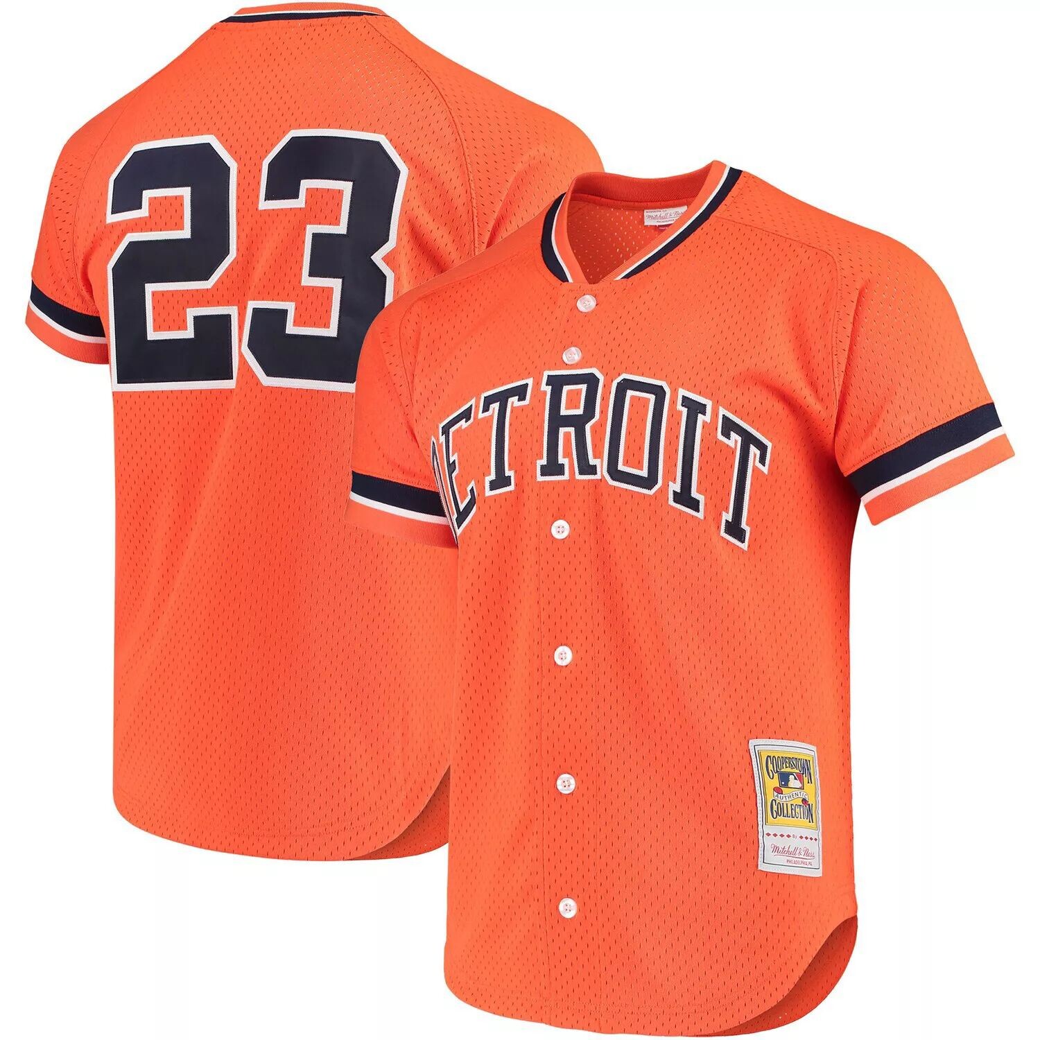 

Мужская футболка Mitchell & Ness Kirk Gibson Orange Detroit Tigers Fashion Cooperstown Collection, сетчатый тренировочный трикотаж с ватиновым принтом