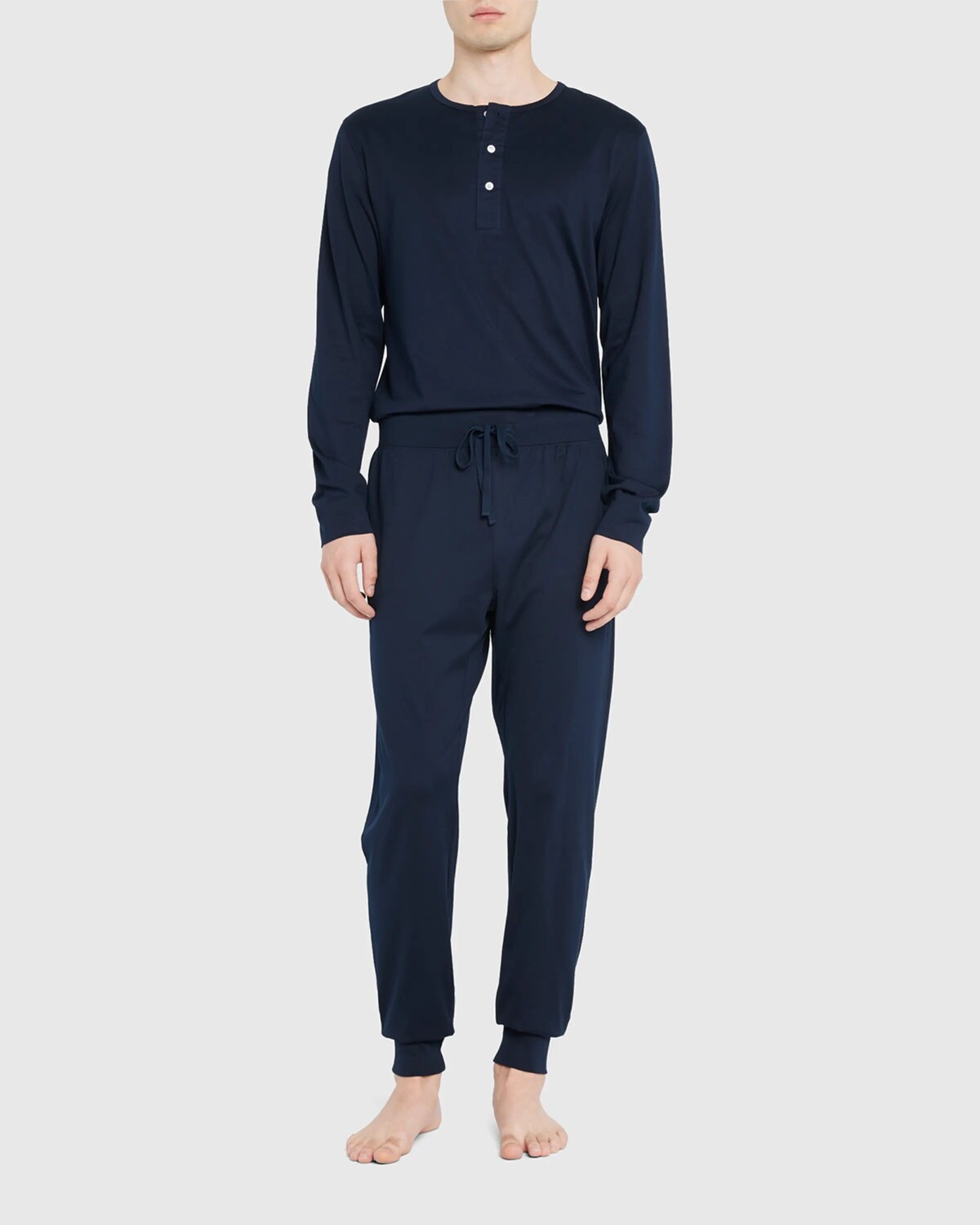 

Мужская пижамная рубашка из хлопка Pima Henley handvaerk, цвет Dark Navy