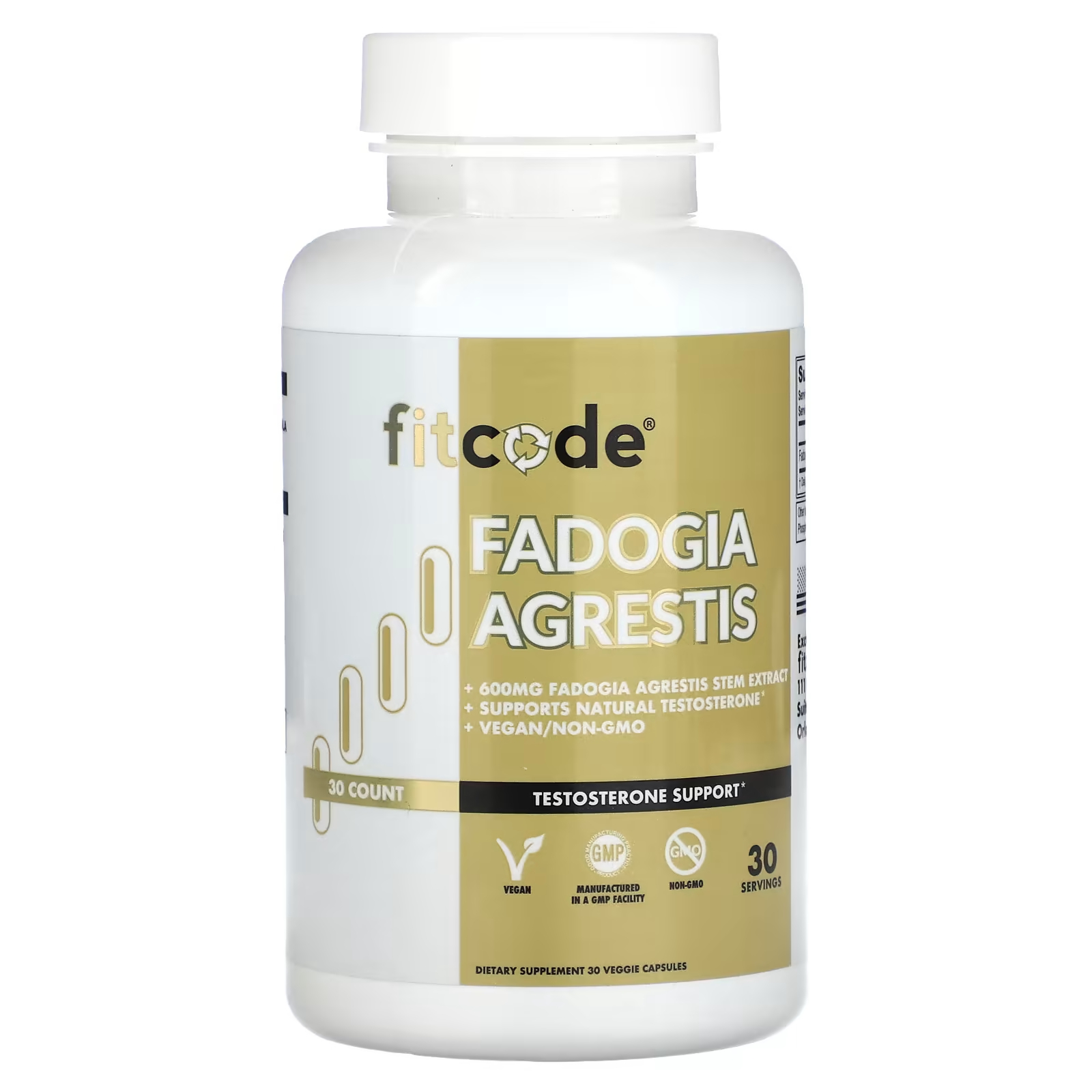Фадогия агрестис fitcode для поддержки тестостерона, 30 шт