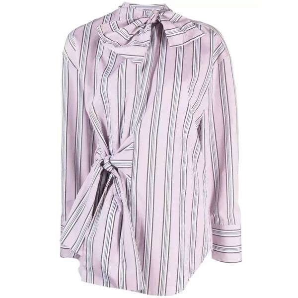 

Футболка bow-detail striped shirt Msgm, фиолетовый