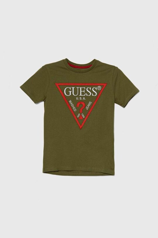 

Детская хлопковая футболка Guess, зеленый
