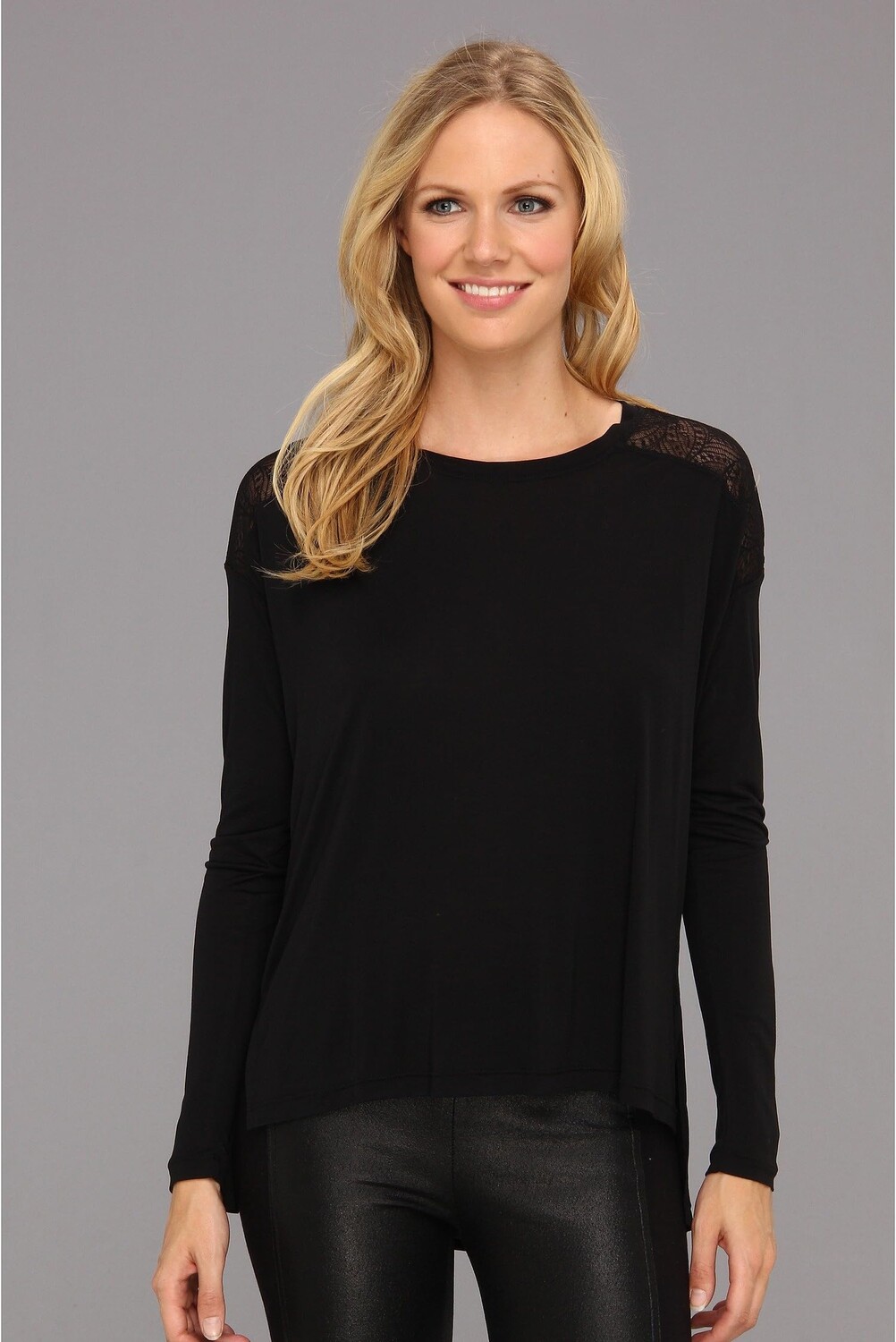 

Топ BCBGMAXAZRIA Ava Mesh Detail Top, черный
