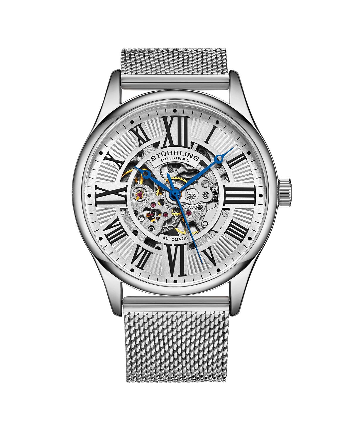 Мужские часы-браслет из нержавеющей стали серебристого цвета, 42 мм Stuhrling женские часы браслет из нержавеющей стали серебристого цвета 32 мм stuhrling серебро