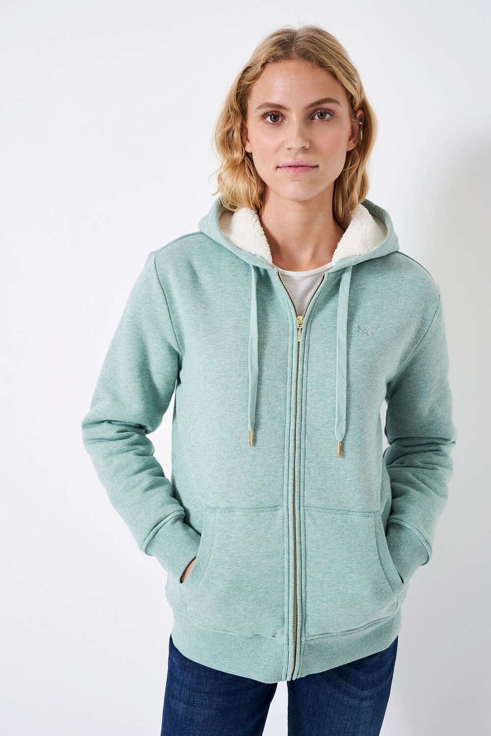 

Толстовка на молнии на подкладке из борга Crew Clothing Company, зеленый