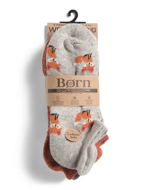 

4 пары носков-невидимок из полушерстяной смеси с принтом Born Outdoor, светло-серый