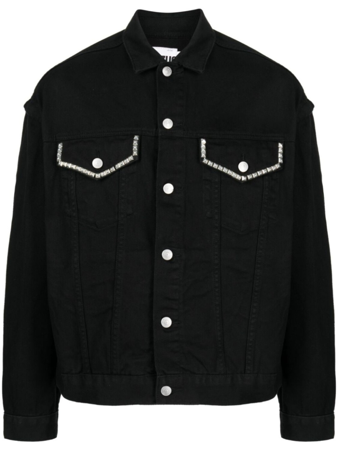

izzue detachable-sleeves studded denim jacket, черный