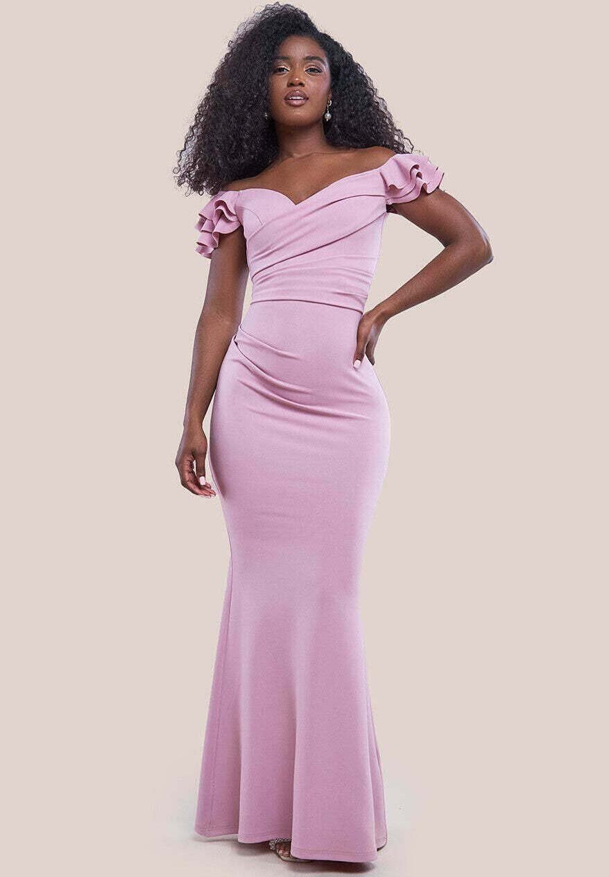 

Праздничная одежда Frilled Off The Shoulder Goddiva, розовый